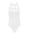 Zimmermann Back Bow Halter High Leg Swimsuit In White