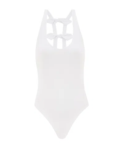 Zimmermann Everley Scoop Bow 1pc One-piece Swimsuit In Ivory White