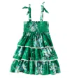 Zimmermann Girl's Everley Floral-print Smocked Dress In Green