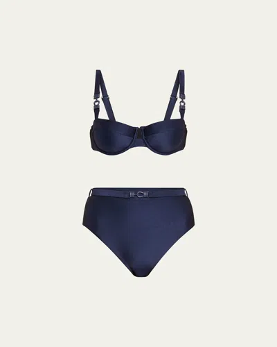Zimmermann Everley Trim Balconette Two-piece Swimsuit In Navy
