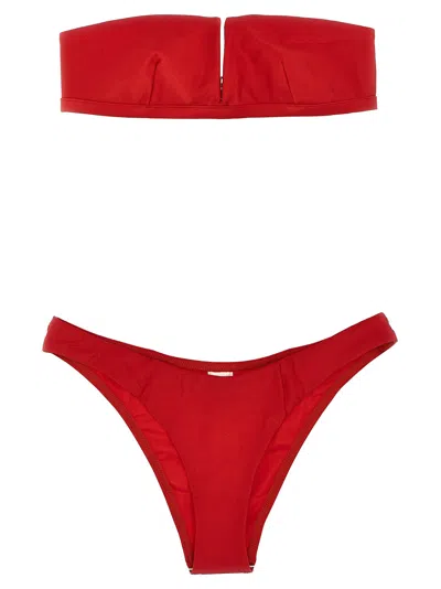 Zimmermann Everley V Wire Bandeau Bikini In Red