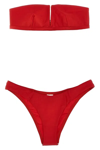 Zimmermann Everley V Wire Bandeau Bikini In Red