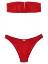Zimmermann Everley V Wire Bandeau Bikini In Red