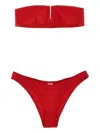 Zimmermann Everley V Wire Bandeau Bikini In Red