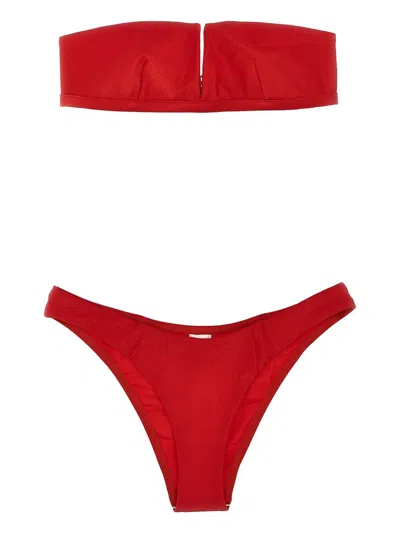 Zimmermann Everley V Wire Bandeau Bikini In Red