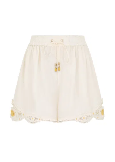 Zimmermann Everly Flower Trim Short Ivory In White
