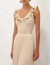 Zimmermann Everly Frill V-neck Top In Cream Gold In White