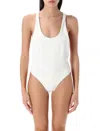 Zimmermann Back Bow Halter High Leg Swimsuit In Ivory White