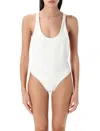 Zimmermann Back Bow Halter High Leg Swimsuit In Ivory White
