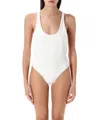 Zimmermann Back Bow Halter High Leg Swimsuit In White