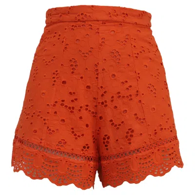 Zimmermann Eyelet High-waisted Shorts In Orange Cotton