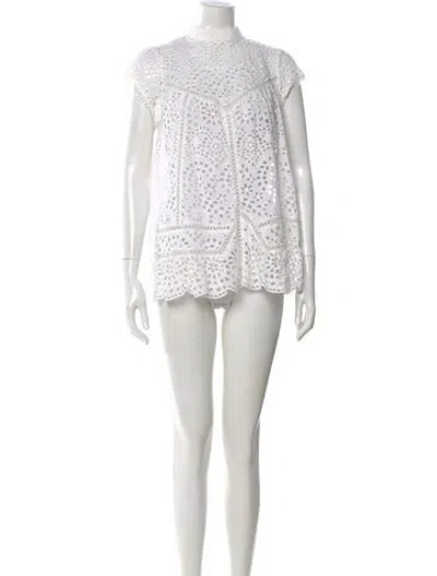 Pre-owned Zimmermann Eyelet Lace Pattern Blouse In White