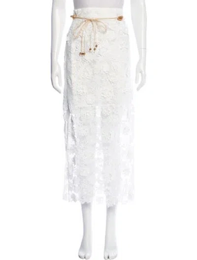 Pre-owned Zimmermann Eyelet Midi Length Skirt In White