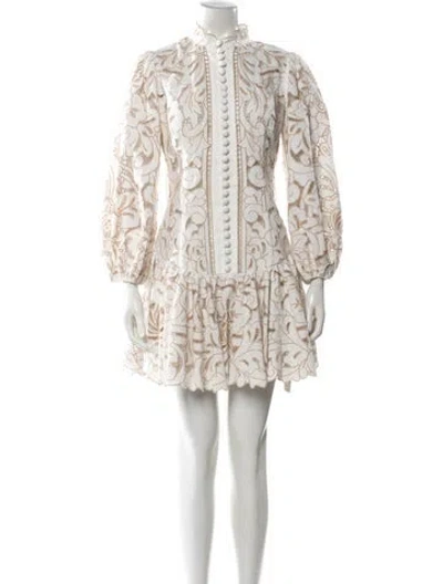 Pre-owned Zimmermann Eyelet Mini Dress In White