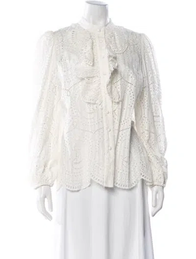 Pre-owned Zimmermann Eyelet Patterned Blouse In White