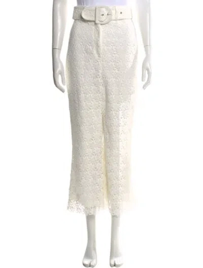 Pre-owned Zimmermann Eyelet Wide Leg Pants In White
