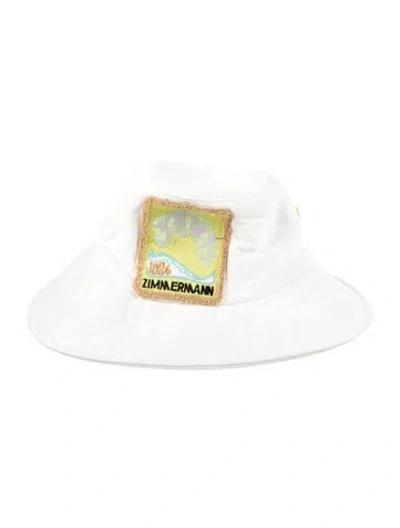 Pre-owned Zimmermann Fabric Bucket Hat In White