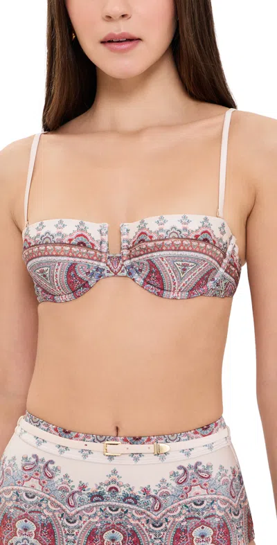 Zimmermann Fairlight Balconette Bikini Top Cream Paisley