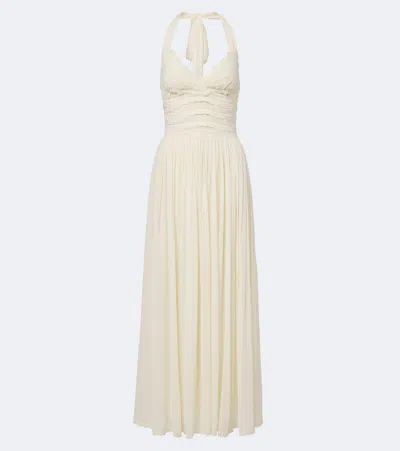 Zimmermann Fairlight Lace-trimmed Halterneck Maxi Dress In Beige