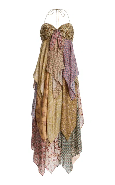 Zimmermann Fairlight Scarf-detailed Silk Midi Dress In Multi