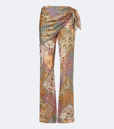 Zimmermann Fairlight Silk Habotai Wide-leg Pants In Multi