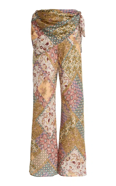 Zimmermann Fairlight Silk Straight-leg Pants In Multi