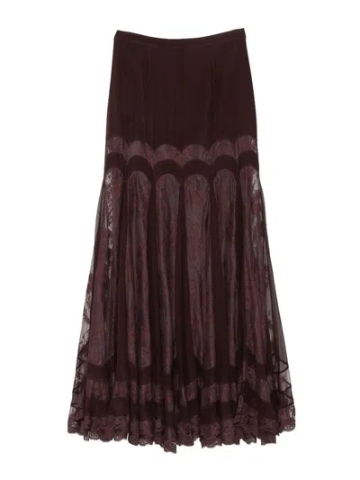 Zimmermann Womens Chocolate Valiant Sheer-panel Silk Maxi Skirt In Brown