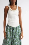Zimmermann White Illuminate Embellished Tank Top In Ivory