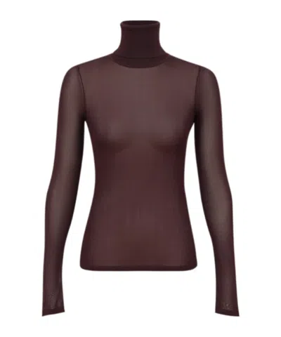 Zimmermann Fine Knit High Neck Top In Chocolate-colored
