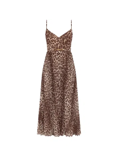 Zimmermann Fitted Bodice Mini Dress With Belt - Size 0 In Brown
