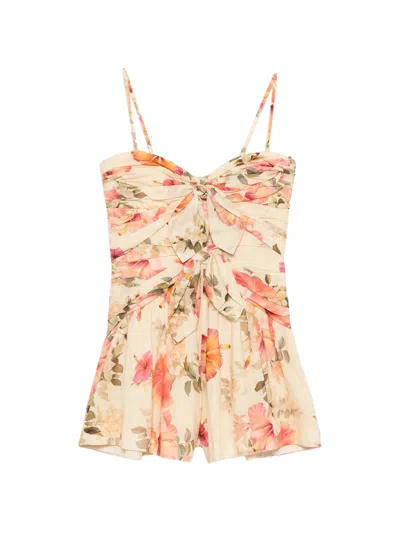Zimmermann Fitted Boned Mini Bodice Dress With Adjustable Removable Straps In Multi