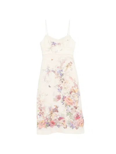 Zimmermann Fitted Mini Dress With Piping Detail And Adjustable Straps In Multi