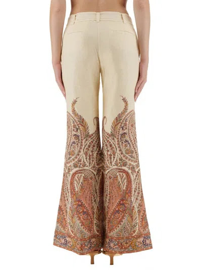 Zimmermann Flare Fit Linen Trousers In Neutral
