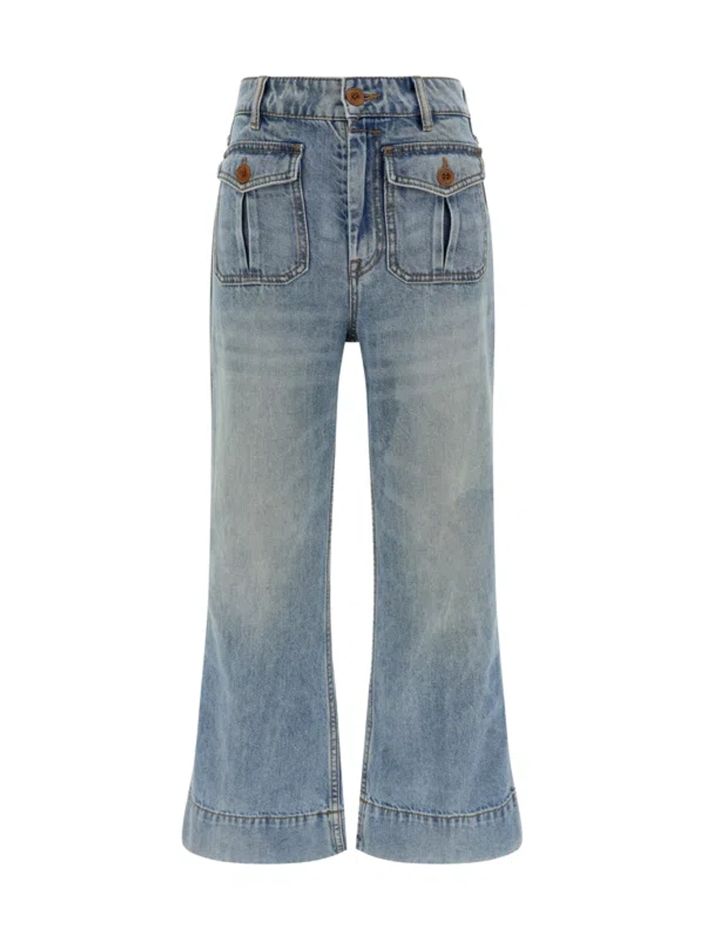 デニム・ジーパン ZIMMERMANN Woman Jeans Blue 0426PF241 NEPTUNE Zimmermann Illustration Barrel Cotton Denim Jeans, Waist