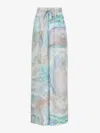 Zimmermann Illuminate Printed Silk Trousers In Blue