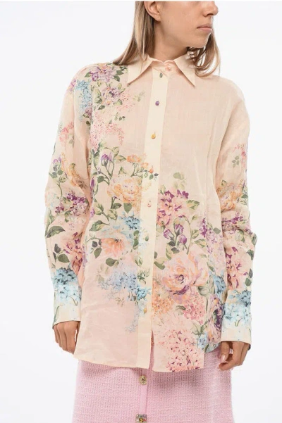 Zimmermann Floral- Motif Blouse With Colored Buttons