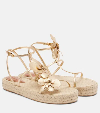 Zimmermann Floral-appliqué Leather Espadrille Sandals In Multi