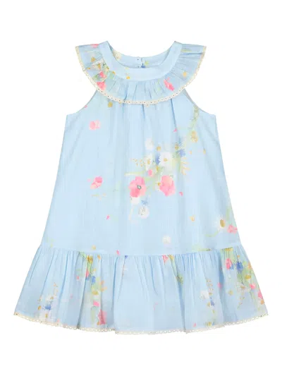 Zimmermann Kids'  Floral Bouquet Print Dress With Embroidered Ruffles And Gatherings In Multi