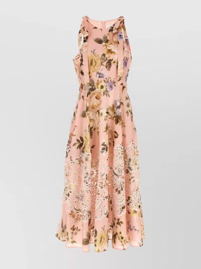 ZIMMERMANN 'FLORAL BOW LACE MIDI DRESS'