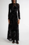 Zimmermann Womens Black Burnout Sheath Long-sleeve Woven Midi Dress In Black
