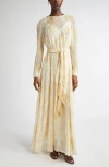 Zimmermann Floral Burnout Long Sleeve Dress In Cream