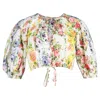 Zimmermann Floral Cropped Top In Multicolor Cotton In Multi