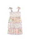 Zimmermann Halliday Floral Shirred Cotton Dress In White