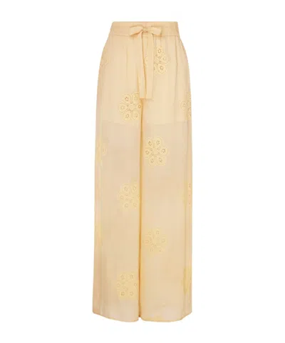 Zimmermann Floral Embroidered Casual Pants In Nude