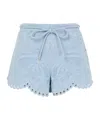 Zimmermann Daylight Scalloped Broderie Anglaise Denim Shorts In Blue