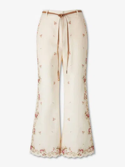 Zimmermann Floral Flared Pants In Neutral