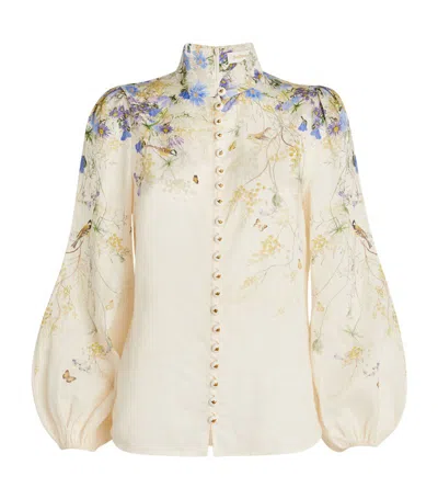 Zimmermann Floral Harmony Blouse In White,multi