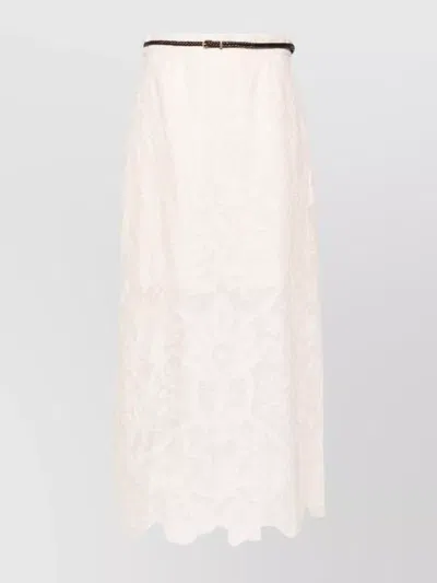 Zimmermann Ottie Embroidered Linen Midi Skirt In White