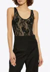 Zimmermann Scooped Stretch-lace Bodysuit In Black