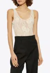 Zimmermann Scoop-neck Lace Bodysuit In Pink